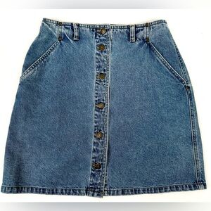 Vintage Liz Claiborne Button Up Denim Skirt Size 8